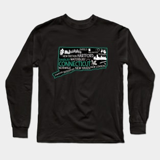 Connecticut Danbury cute map Waterbury New Haven Enfield Willington Putnam Norwalk Stamford Bridgeport Long Sleeve T-Shirt